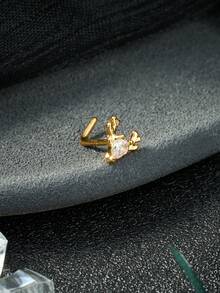 20G Dangle Nose Ring L Shaped Dangling Nose Stud For Women Stainless Steel Nose Ring Studs CZ Flower Dangle Nose Rings Hoops Nose Piercing Jewelry