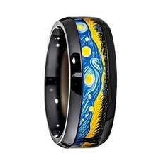 Svart Van Gogh Stjärnnatt Rostfritt Stålring - Multifärgad - Visa 4