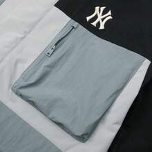 MLB Unisex Casual Woven Hooded Jacket, GORPCORE POCKET BLOCKING WINDBREAKER, Minimalist Sportswear Outerwear, 3AWJB0751-50BKS