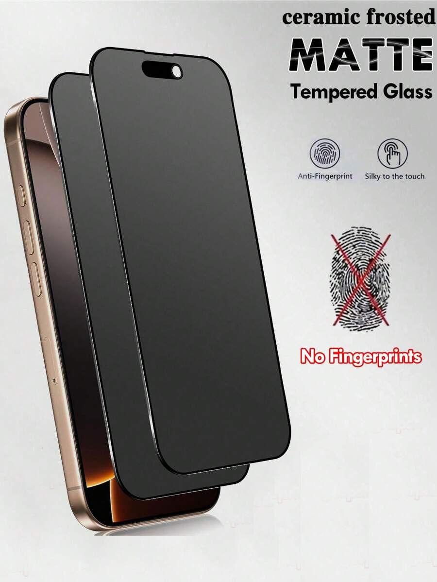 2 Pieces Ceramic Frosted Privacy Protective Film For IPhone 16 Pro 15 14 13 12 11 8 7 6 Anti-Peep Ceramic Frosted Temperature Film, Anti-Peep 9H Ceramic Frosted Privacy Protective Film Waterproof Shockproof Drop-Proof Anti-Scratch Anti-Fingerprint Full Coverage Screen Protection Essentials For Daily Protection, Office, Home Privacy Screen Protector Mobile Screen Protector Mobile Phone Accessories