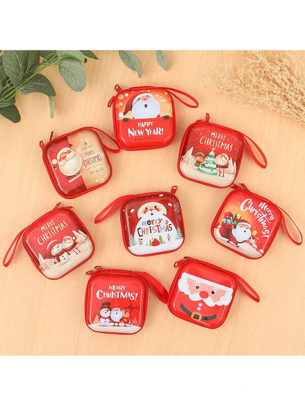 1 pieza Monedero de dibujos animados como regalo de Navidad, decoración navideña, fácil de llevar para viajar