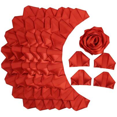 100 Piezas de Pétalos de Rosa de Cinta de Seda Hechos a Mano - Piezas Semiterminadas Perfectas para Rosas Eternas DIY, Ramos de Flores Eternas, Bouquets, 100 Piezas de Pétalos de Rosa de Cinta de Satén Premoldeados para el Día de San Valentín, Día de la Madre, Día del Padre, Aniversario, Boda, Cumpleaños, Fiesta, Compromiso, Graduaciones