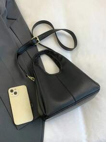 Women's Fashion Handbag Bucket Bag, Elegant Minimalist Design, Large Capacity, Khaki Color, Crossbody Style - 黑色 - 查看 5