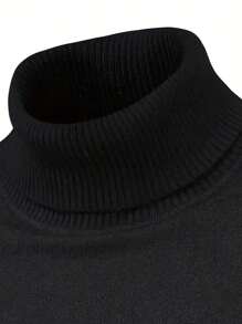 GRDR Autumn/Winter New High Neck Pullover Sweater, Casual Thin Knit Top For Daily Wear - Black - View 9