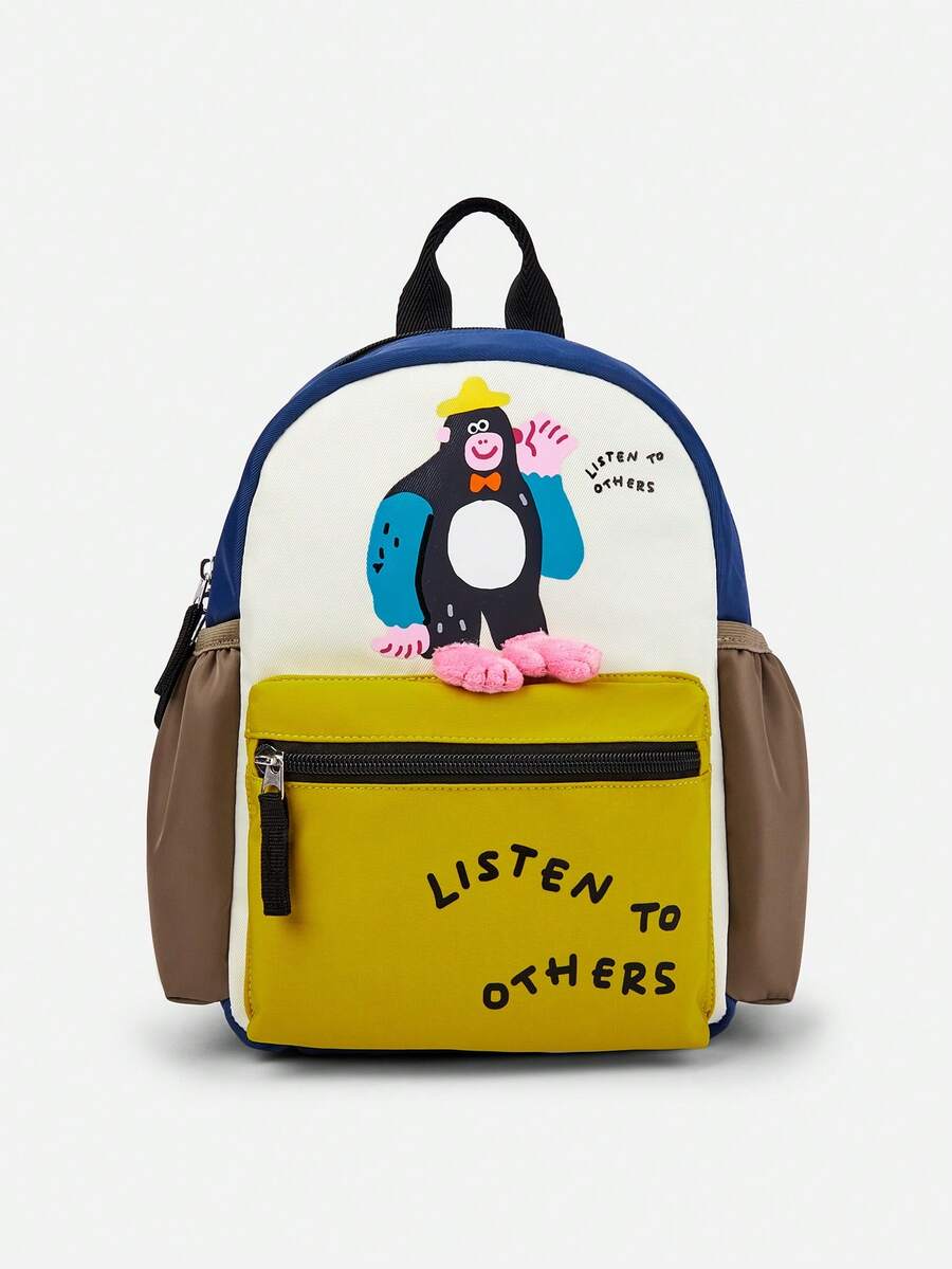 Balabala Zaino per bambini con design a blocchi di colore e cartoni animati, comodo