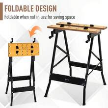DURHAND 4-In-1 Work Bench, Folding Clamp Table W/ 4 Adjustable Clamping Pegs For DIY Home Garage, Black - 黑色 - 查看 4