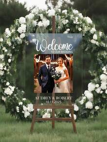 Customized Welcome Sign, Customized Name Date Photo, Acrylic Welcome Sign, Valentine's Day Decor, New Year Gift, Party Welcome Sign, Wedding, Party, Anniversary, Mother's Day, Father's Day, Graduation, Valentine's Day, Birthday, Valentine's Day Souvenirs, Wedding Decor, Personalized Wedding Sign, Customized Bride And Groom Photo Wedding Welcome Sign, Wedding Supplies, Suitable For Your Celebration, Room Decor, Customizable Items, Home Gifts, Pictures - Multicolor - View 6