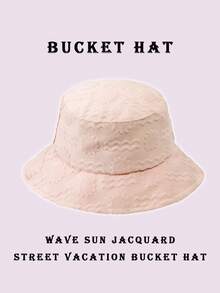 1pc Polyester Casual Street Style Sun Wave Pattern Bucket Hat, Suitable For Spring, Summer, Autumn And Winter Winter Outfits - Mauve Purple - View 3