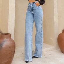 Crystal Wide Leg Jeans - Rửa nhẹ - Xem 1