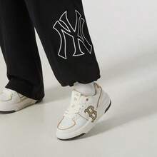 MLB Pantalón casual unisex, estilo básico, estampado, logo grande, tejido elástico en dos direcciones, cómodo pantalón largo para actividades al aire libre, viajes o deportes, 3APTB0551