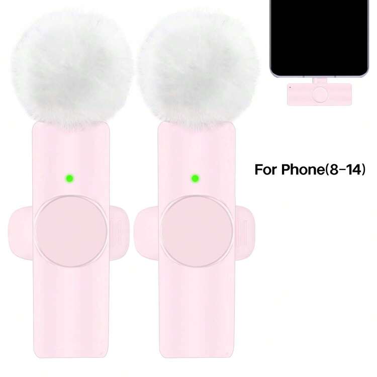 无线领夹式麦克风适用于手机 iPad TypeC 领夹式麦克风即插即用 2.4G 超低延迟内置降噪芯片工作时间用于视频录制采访播客 Vlog - 粉色 - 查看 13