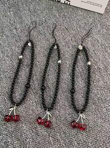 Colgante de teléfono, colgante de bolso, llavero, decoración de estuche de auriculares con forma de cereza de nicho