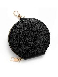 Ví đựng trang sức mini, ví đựng tiền xu nhỏ cho nữ, móc khóa du lịch đa chức năng, hộp đựng trang sức thể thao di động, hộp đựng trang sức mini, hộp trưng bày móc khóa, ví đựng tiền xu có khóa kéo kiểu cổ điển, túi bỏ túi, màu trơn, túi đựng tiền xu tròn, có móc khóa - Nhiều màu sắc để lựa chọn - Nhiều màu - Xem 17