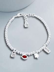 1 件奢华浪漫镀银珍珠串珠手链，带眼水晶幸运符元素，适合女性，是情人节、生日、毕业礼物的理想之选