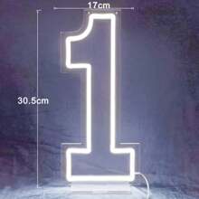 1 Pack LED Neon Light Number Sign, White Single Digit 0-9, USB Powered Wall Hanging Decor Sign With Dimmable Switch, Suitable For Birthday, Anniversary, Home, Bar, Club, Wedding Gift - White - View 4