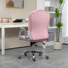 Vinsetto Home Office Chair, Velvet Computer Chair, Button Tufted Backrest With Swivel Wheels, Adjustable Height And Tilt Function, Pink - Pink - View 8