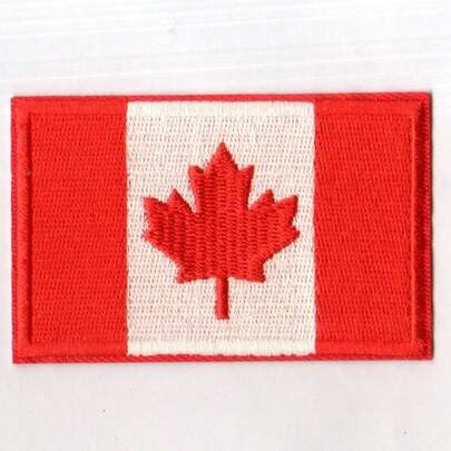 Canada Flag Maple Leaf Embroidered Patch, DIY Iron-On/Sew-On Decorative Applique, Suitable For Clothing, Bags, Shoes, Hats, Home Decor