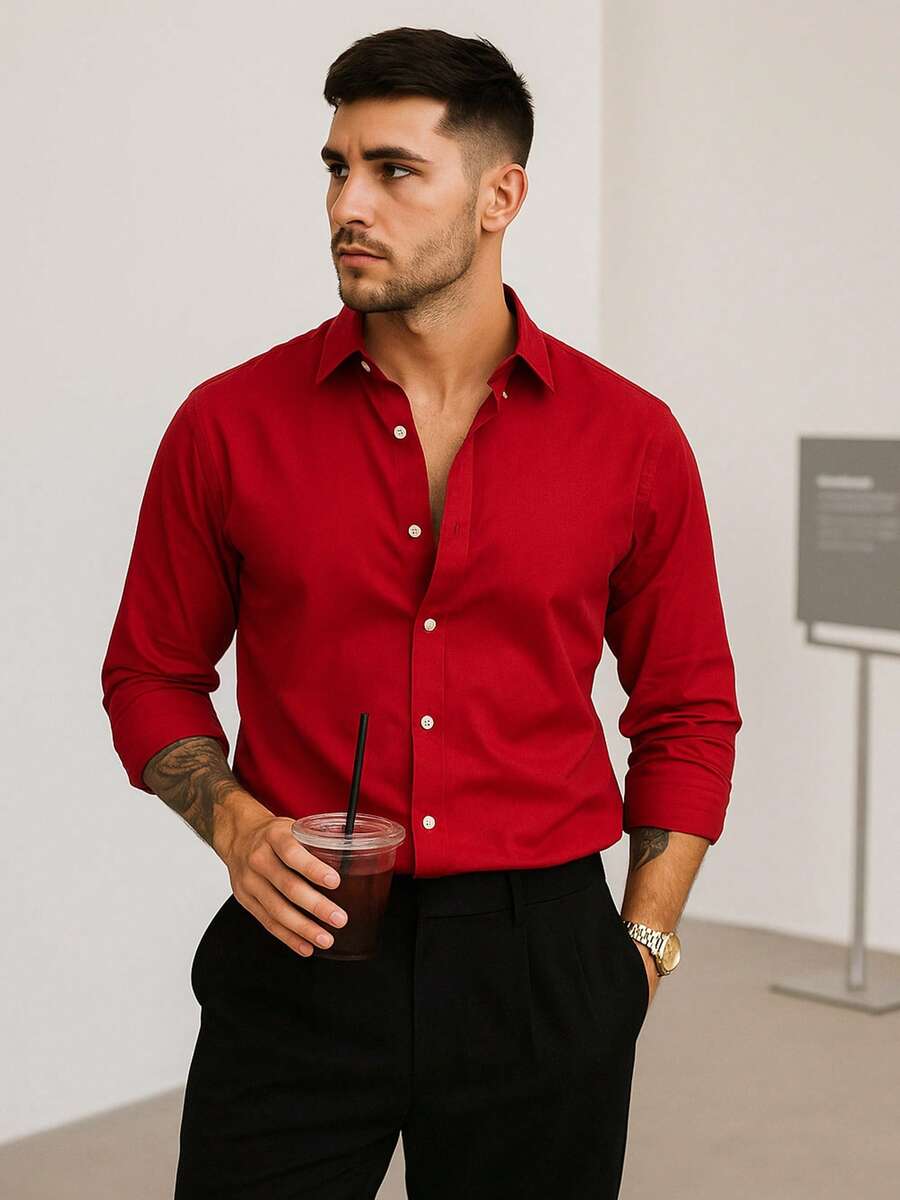 New Men's Shirts, Fashionable And Versatile Long-Sleeved Shirts ...