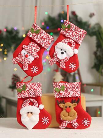 Bolsa de regalo de media de Navidad, adorno colgante de media de Navidad para decoración, bolsa de regalo de media de Navidad, bolsa de caramelos de Navidad, decoraciones navideñas, calcetines pequeños de Navidad, adorno colgante para árbol de Navidad, bolsa de regalo, bolsa de caramelos, calcetines pequeños rojos de muérdago de Navidad, adorno colgante para árbol de Navidad, bolsa de regalo, bolsa de caramelos