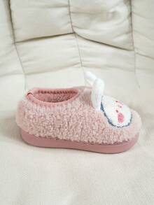 Pantuflas suaves y cálidas con diseño de conejo de dibujos animados para niños, con suela antideslizante para interiores