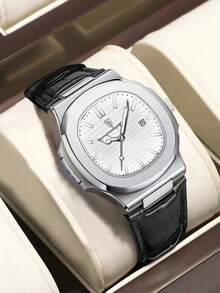 Đồng hồ nam cao cấp bằng thép không gỉ 306 - Kim dạ quang, chống nước 30M, chức năng hiển thị ngày | Phụ kiện công sở cao cấp, thích hợp làm quà tặng Ngày Valentine, Ngày của Cha, sinh nhật hoặc tốt nghiệp. - Bạc - Xem 5