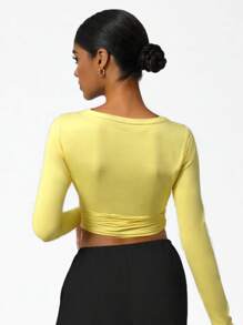 Sodalemon Damen Gym Top Training Fitness Rundhals Langarm Shirt Yoga Lässig Sport T-Shirt