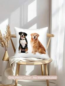 1pc Customizable Name Text Photo Portrait Landscape Nature DIY Throw Pillow Cover, Family Couple Kids Pet Friend Single-Sided Printed Cushion Cover For Living Room Sofa Bedroom, Suitable For All Seasons, No Pillow Insert, Christmas Gift Supplies