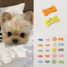 长毛犬适用迷你骨头形状发夹,多种颜色可选;可爱波点糖果色狗狗发夹;猫咪毛发饰品;宠物毛发装饰套装;随机颜色骨头图案 - 彩色 - 查看 12