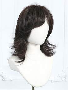 Short Straight Mullet Wig Pixie Cut Wigs For Women With Shaggy Layers And Bangs, Natural Straight Hair, Retro Cosplay Wigs Suitable For Multiple Occasions Universal Fit Perfect For Halloween Suitable For All People - 黑色 - 查看 4