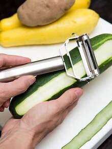 Multi-Functional Stainless Steel Fruit & Vegetable Peeler, Includes Grater, Potato Peeler, Slicer, Julienne Cutter, Dicer, Peeler, An Essential Kitchen Tool For Home, Restaurant, School, Party - Silver - View 4