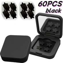 双面折叠镜，纯色（黑/白/黄/粉/绿） - 便携式桌面化妆镜，小巧方便 - 附赠60张装饰贴纸