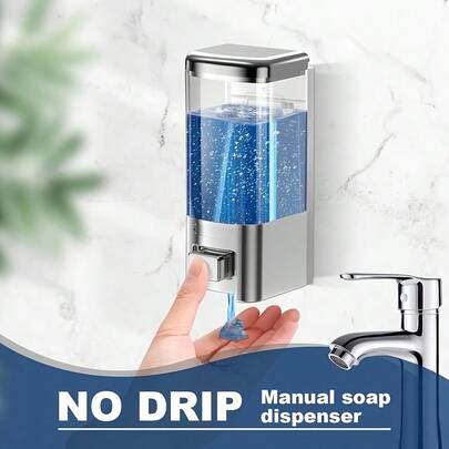 500ml Large Capacity Wall-Mounted Soap Dispenser, ABS Durable Material - Bathroom Shower Pump Dispenser, Manual Press Liquid Soap Dispenser Suitable For Home, Bathroom, Kitchen, Hotel, Restaurant