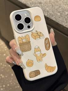 1pc Fashionable Cute Cartoon Cat Cooking Pattern Litchi Texture Waterproof Anti-Fall Anti-Slip Soft Phone Case Compatible With Apple/ Phones - Multicolor - View 5