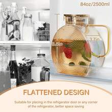 Glass Pitcher With Lids For Fridge Door, 2.51/84oz Large Iced Tea Pitcher With Handle, Borosilicate Water Jug For Sun Tea,Fruit Juice, Drinks, Lemonade, Cold Or Hot Beverages, Champagne - Trong sáng - Xem 2