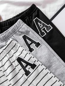 Bhchntiy 3 Stücke/Set Baby/Kleinkind Unisex Buchstabe A Muster, gestreift & einfarbig Lässig Mode Hosen Set, Herbst/Winter