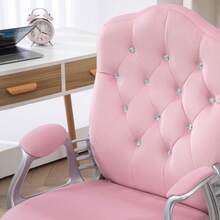 Vinsetto Home Office Chair, Velvet Computer Chair, Button Tufted Backrest With Swivel Wheels, Adjustable Height And Tilt Function, Pink - Pink - View 9