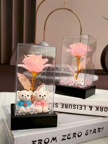1个玫瑰花塑料罩礼品，适合母亲节、毕业典礼、圣诞节、生日、周年纪念日、家居装饰氛围灯。 - 彩色 - 查看 5