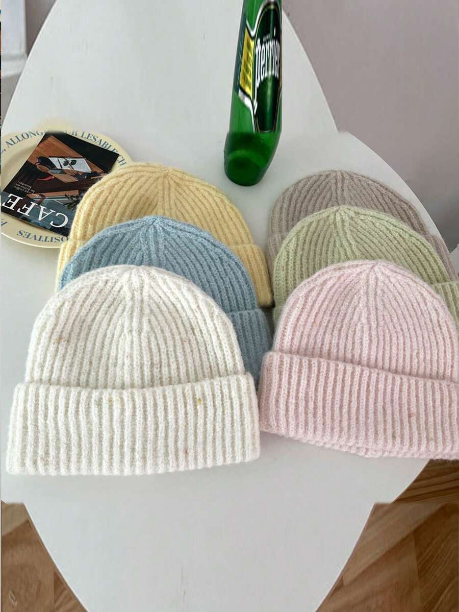女士纯色柔软针织帽，温暖针织帽，孕妇帽，百搭休闲，适合冬季 - 彩色 - 查看 1