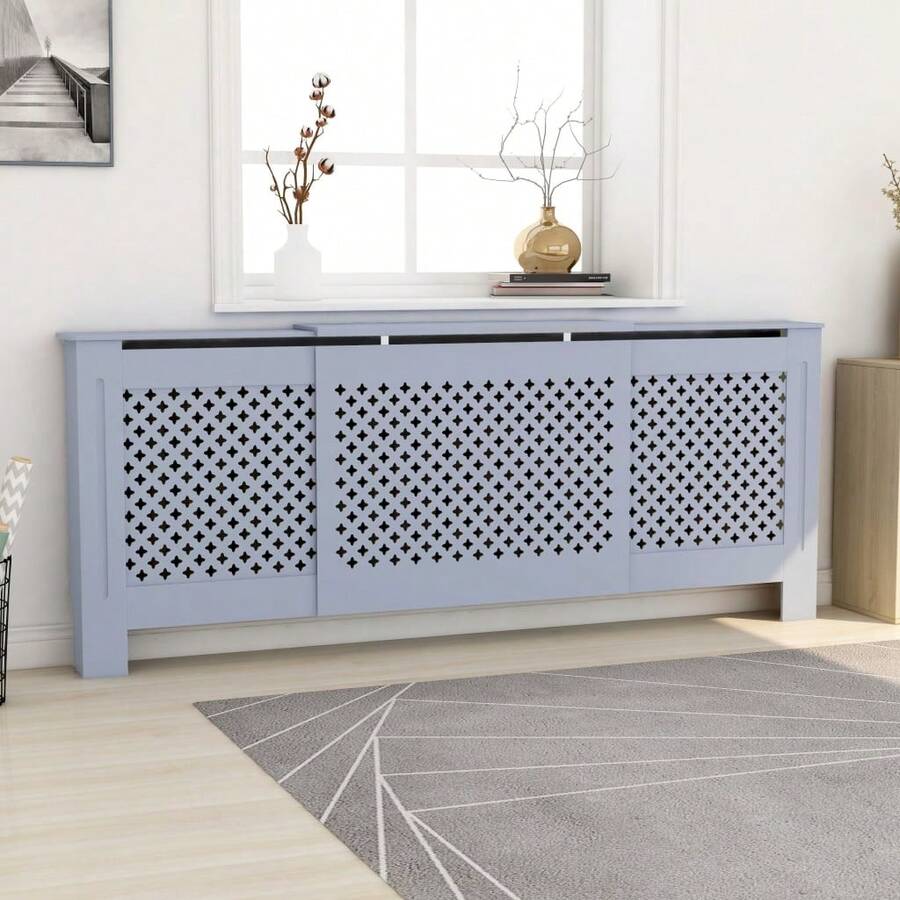 vidaXL MDF Radiator Cover  80.7" - Grey - View 1