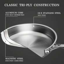 RIOVARM-EU RIOVARM Stainless Steel Pots And Pans Set With Lids, Induction Non-Stick Cookware Set Without PFOA, Kitchen Essentials Set, Suitable For Ovens, Frying Pan, Cooking Pot, Sauté Pan, Saucepan, Casserole