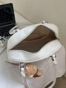 新款面包结吊坠多口袋枕形包，时尚多彩腋下包，复古简约高品质女士单肩包，日常、通勤、购物皆宜 - 黑色 - 查看 11