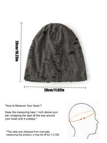 1pc Unisex Distressed Slouchy Beanie, Versatile Warm Ear Protection Hat, Suitable For Autumn/Winter