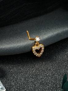 20G Dangle Nose Ring L Shaped Dangling Nose Stud For Women Stainless Steel Nose Ring Studs CZ Flower Dangle Nose Rings Hoops Nose Piercing Jewelry