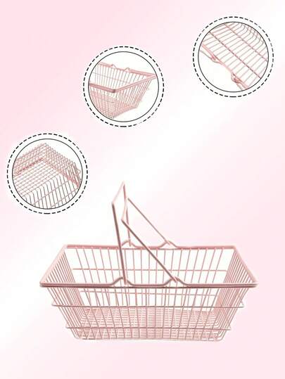 可爱卡哇伊风格桌面收纳篮 - 迷你/大号带提手，适用于书桌和宿舍的收纳盒，便携式桌面收纳篮，适合女孩、学生、家庭办公室使用，奶油色时尚金属丝小收纳篮，简约桌面收纳盒，可用于存放化妆品、办公用品，适合开学季，多功能桌面收纳篮，是情人节、婚礼、生日、礼品袋、收纳篮、收纳盒的理想之选