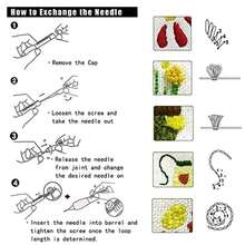 1 Set DIY Embroidery Punch Needles, 3 Sizes Embroidery Needles, Felt Punch Needle Crochet Knitting Sewing Punch Pen Kit, Beginner Handcraft Tools, DIY Embroidery Pen (Random Color)