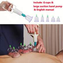 6pcs/Set Cupping Cup, Professional Cupping Set Plastic Vacuum Suction Cup With Hand Pump Professional Cupping Set