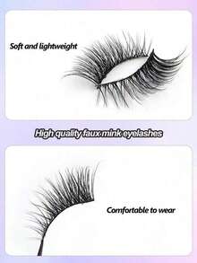 10/20/30对半眼自然交叉全假睫毛，蓬松纤细，适合日常使用，漫画睫毛，旅行必备，细长眼尾条状睫毛，睫毛，睫毛，假睫毛 - 黑色 - 查看 3