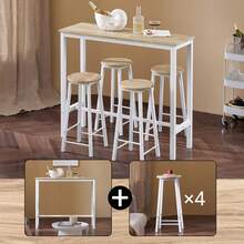 SoBuy OGT22-WN, Bar Set-1 Bar Table And 4 Stools, Home Kitchen Breakfast Bar Set Furniture Dining Set - White - View 3