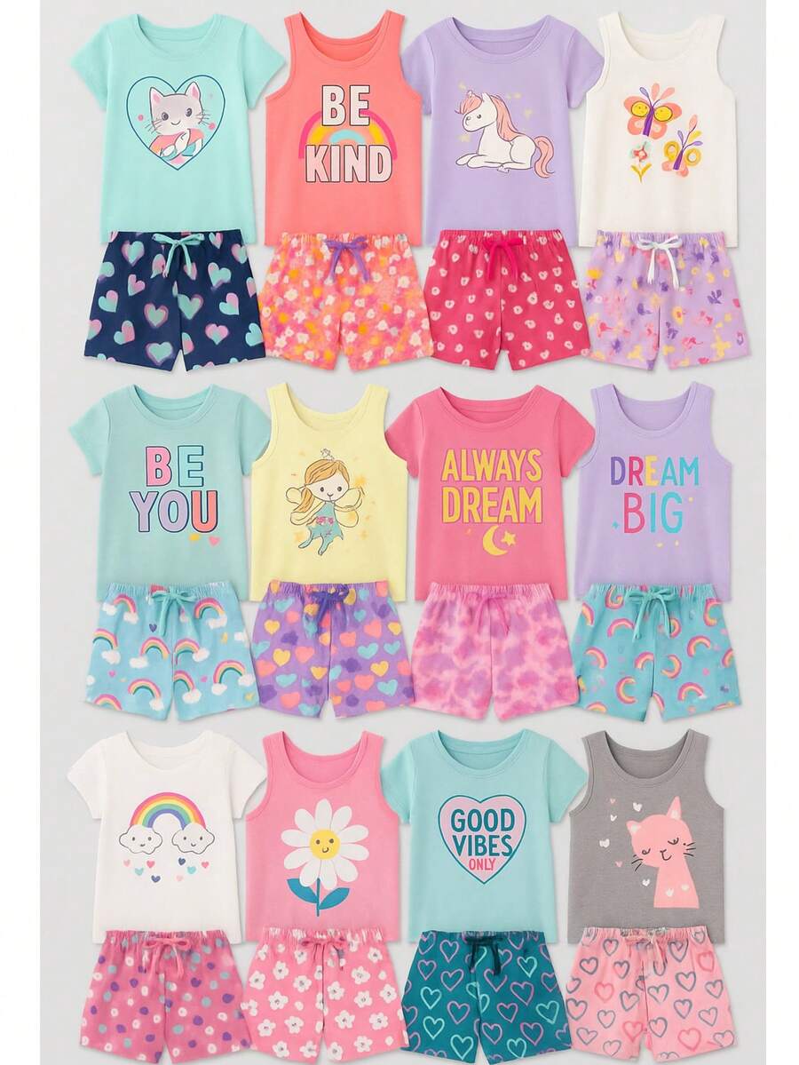 6 Piece Children's Clothing Kit - 3 Blouses + 3 Shorts XX - Nhiều màu - Xem 1
