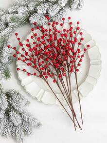 1/3/5/60 Stücke 16.14inch Weihnachts-Rote Beerenzweige Künstliche Burgunder Beerenzweige Falsche Beeren Künstliche Blumen für Weihnachten Neujahr Dekoration Heim DIY Handwerk Dekor Raumdekoration Herbstdekoration Winterheimdekor Halloween Dekoration Weihnachtsdekoration Geburtstagsgeschenke